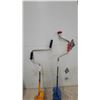 Image 2 : Two Hand-Crank Ice Fishing Augers, Orange and Blue, with Helical Blades and Metal Shafts