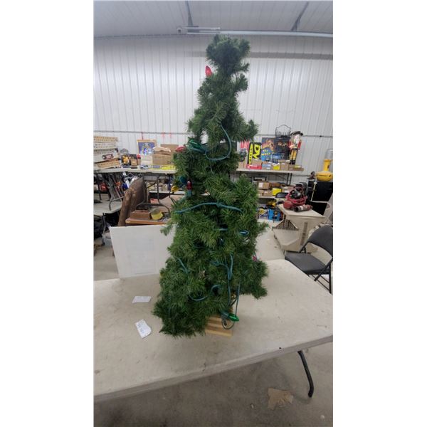 Tabletop Artificial Christmas Tree with C9 Multicolor Lights on Wooden Stand 55" tall0
