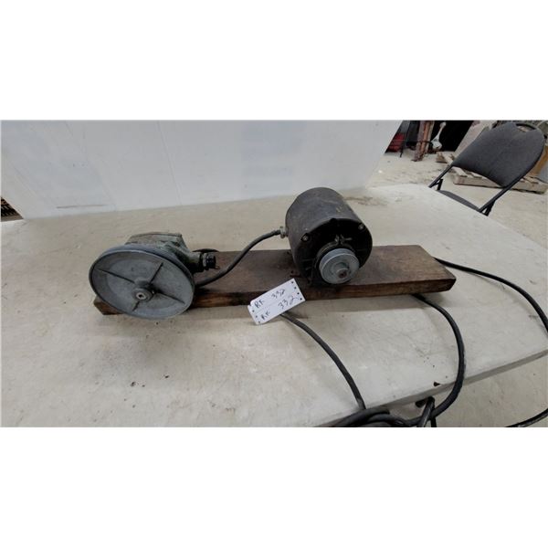 Belt-Driven Motorized Pump Assembly on Wooden Base with Electric Motor