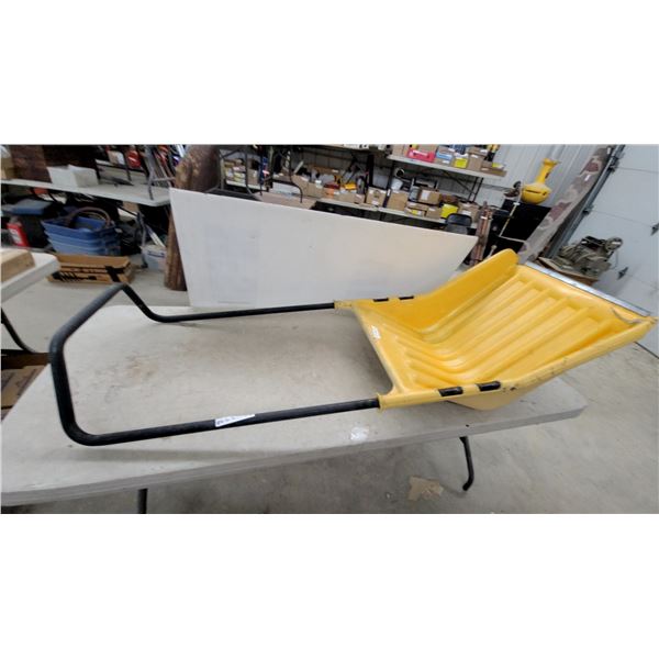 Era Pro Snow Pusher Shovel with U-Shaped Handle and Metal Wear Strip, Yellow