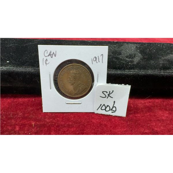 1917 Canadian One Cent Large Penny, King George V