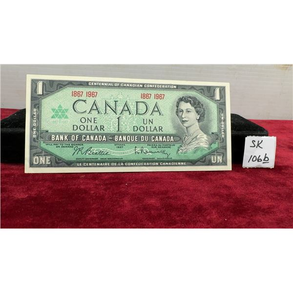 1967 Uncirculated Canada Centennial of Confederation One Dollar Banknote, No Serial Number