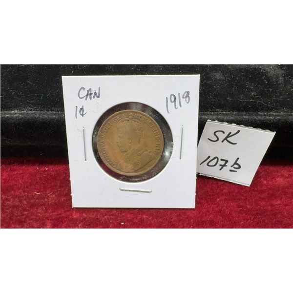 1918 Canadian One Cent Large Penny, King George V