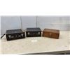 Image 1 : Three Vintage Photographic Slide Storage Cases Including Two Black Cases and One Wooden Box