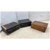 Image 2 : Three Vintage Photographic Slide Storage Cases Including Two Black Cases and One Wooden Box