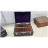 Image 4 : Three Vintage Photographic Slide Storage Cases Including Two Black Cases and One Wooden Box