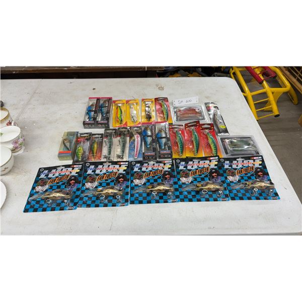 Collection of Fishing Lures: NASCAR Fan Fueler Crank Baits, Yoshikawa, Johnson SlimFish, and More
