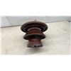 Image 3 : Brown Glazed Porcelain Three-Shed Electrical Post Insulator, 13" High