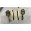 Image 2 : Silver-Plated Seven-Piece Vanity Dresser Set with Embossed Floral Design and More
