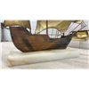 Image 3 : Copper and Brass Sailing Ship Sculpture on Onyx Base by J. Fayott, 17 x 18 x 8"