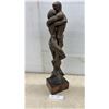 Image 1 : Bronze-Finish Sculpture of Embracing Couple on Wooden Base, 25" Tall