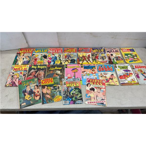 Vintage Comic Books: Millie the Model, Donald Duck, Incredible Hulk, Roy Rogers. $ 0.10 - 0.20