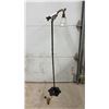 Image 1 : Vintage Cast Metal Bridge Arm Floor Lamp with Hand-Painted Milk Glass Shade, Circa 1920s-1940s