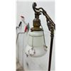 Image 6 : Vintage Cast Metal Bridge Arm Floor Lamp with Hand-Painted Milk Glass Shade, Circa 1920s-1940s