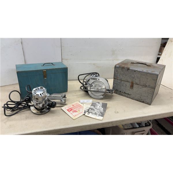 Vintage & Working: Craftsman 7" Electric Circular Saw and Black & Decker Router with Cases