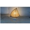 Image 1 : Mid-Century Modern Sail-Shaped Table Lamp with Fiberglass Shade and Brass Frame, 1950s, 12 1/2" H