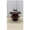 Image 1 : Brown Porcelain Multi-Skirt Station Post Electrical Insulator, 14" High