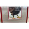 Image 3 : Framed Watercolor Painting of a Rooster by Scory with Red Frame, 12 1/2 x 10"