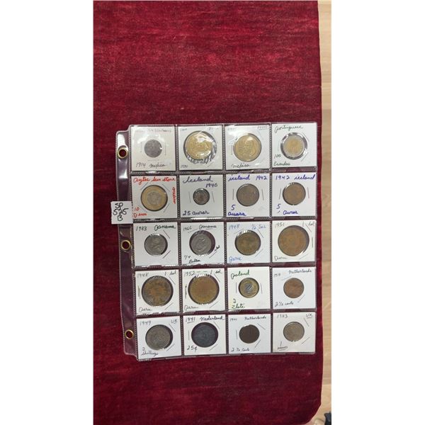 20 Vintage World Coins- Mexico, Iceland, Poland, Peru and More