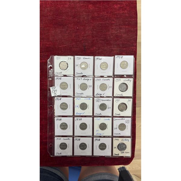 20 Vintage Canadian 1920's to 1950's- Nickels