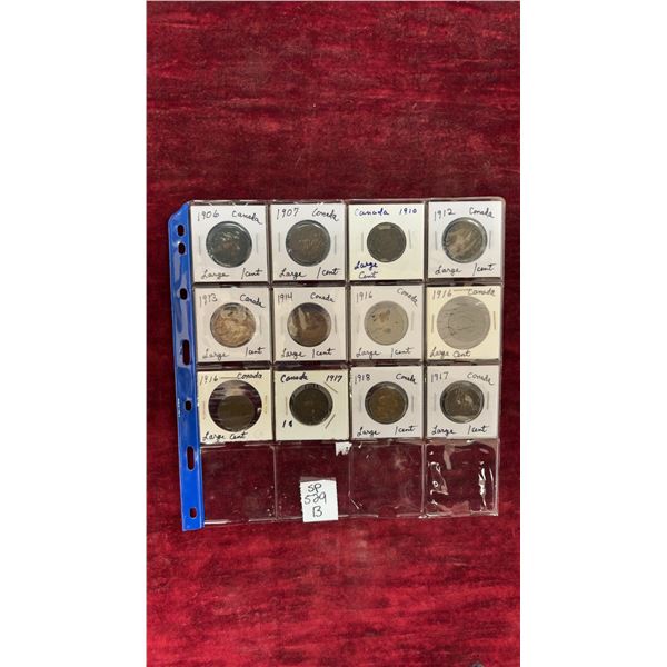 12 Canadian Large Cents 1906-1918