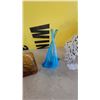 Image 3 : Art Glass Collection: Murano-Style Blue Trumpet Vase, Amber Bottle, Spatter Vase, and More