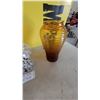 Image 5 : Art Glass Collection: Murano-Style Blue Trumpet Vase, Amber Bottle, Spatter Vase, and More