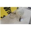 Image 3 : Vintage Diamond-Cut Glass Globe Swag Lamp with Ornate Bronze-Toned Metal Accents