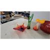 Image 4 : Red Apple Cookie Jar, Pierced Metal Candle Holder, Art Glass Vase, and More