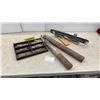 Image 1 : Vintage Hardware Lot with Hinges, Lock, Wood Working Jig / Fence, Sanding Drums and More