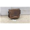 Image 1 : Vintage Brown Leather Messenger Bag with Embossed Mandala Design and Laced Sides, 11 x 10 1/2 x 3"