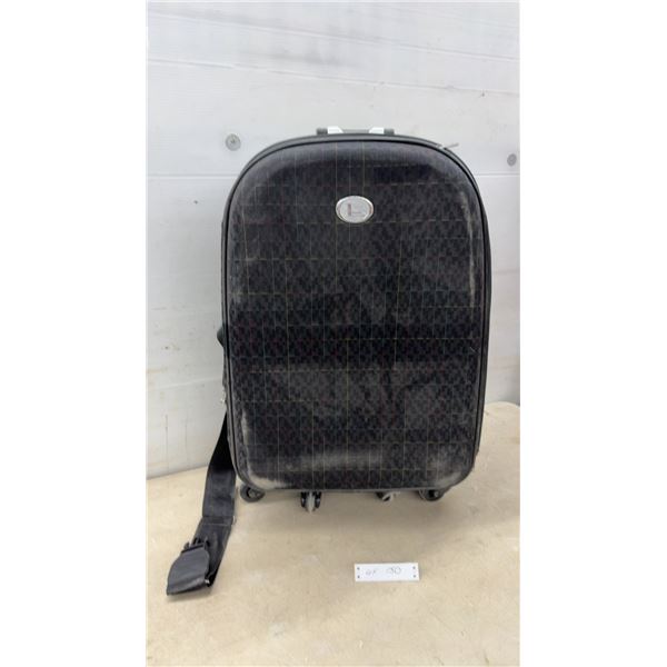 Lenesl Black Checkered Rolling Suitcase with Spinner Wheels and Retractable Handle