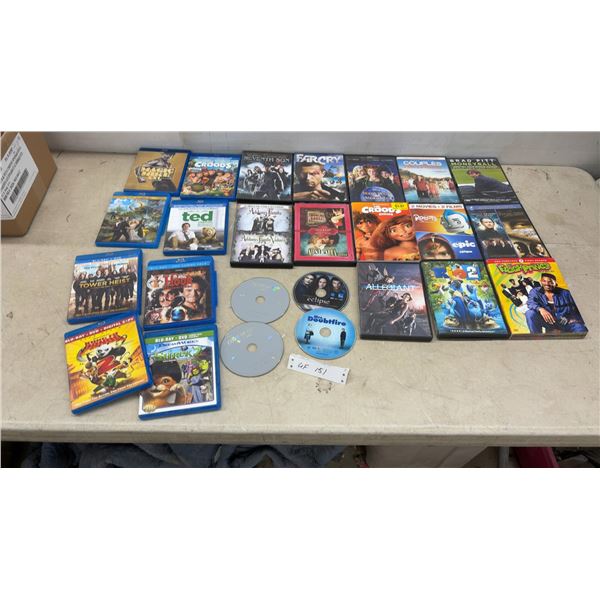 Assorted Blu-Ray and DVD Movie Collection Including Animated, Comedy, and Drama Titles and More
