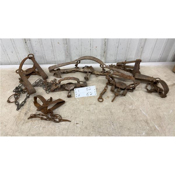 Antique Newhouse-Style Double Long Spring Steel Jaw Leg-Hold Traps