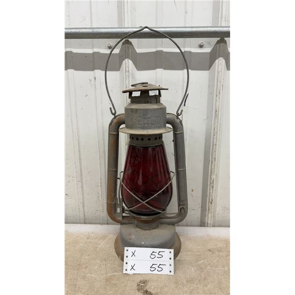 GSW Beacon Kerosene Lantern with Red Signal Globe, Made in Canada 16"