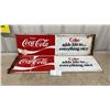 Image 1 : Two Vintage Coca-Cola Painted Metal Advertising Signs 36 x 10