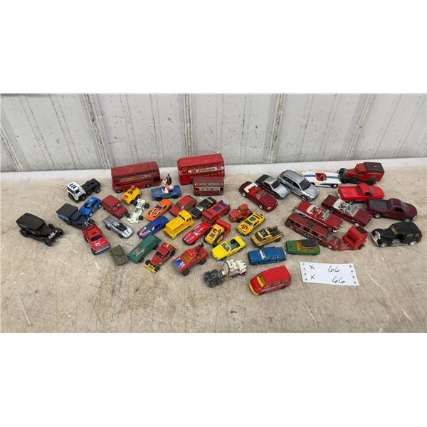 Collection of Die-Cast Toy Vehicles, Matchbox, Vintage Hot Wheels, Buses and More