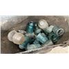 Image 4 : Vintage Galvanized Metal Coal Scuttle with Antique Glass Electrical Insulators