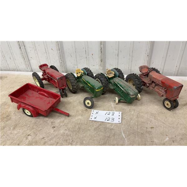 Ertl International 1066 and John Deere 4020 Die-Cast Toy Tractors, Trailer, and More