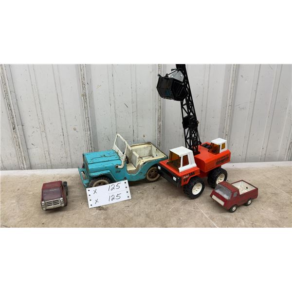 Vintage Tonka Jeep, Buddy L Crane, Buddy L Truck, and More Pressed Steel Toys