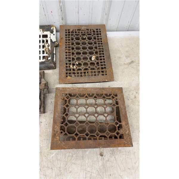 Vintage Cast Iron Floor Registers, Grates, and Canton Ohio Foundry Cleanout Door
