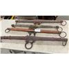 Image 1 : Lot of Four Antique Wooden Singletrees with Iron Rings and Hardware