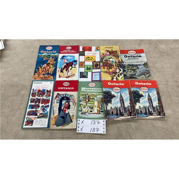 Collection of Vintage Imperial Esso Canadian Province Road Maps, 1950s-1960s and More