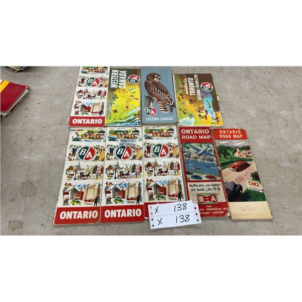 Collection of Vintage B-A Oil Company Canadian Road Maps
