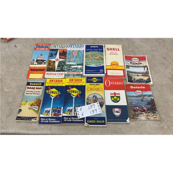 Collection of Vintage Canadian Road Maps, Supertest, Sunoco, Shell, Esso, Fina and More