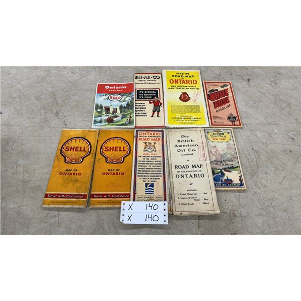 Vintage Shell, Esso, White Rose, and Sunoco Ontario Road Maps, 1930s-1940s, and More