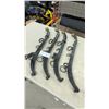 Image 1 : Set of Four Antique Black Painted Metal Horse Hames with Brass Finials and Rings