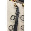 Image 3 : Set of Four Antique Black Painted Metal Horse Hames with Brass Finials and Rings