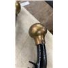 Image 4 : Set of Four Antique Black Painted Metal Horse Hames with Brass Finials and Rings