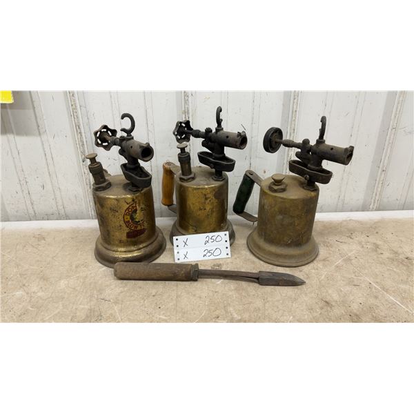 Dominion Blow Torch, Two Additional Brass Blow Torches and Soldering Iron
